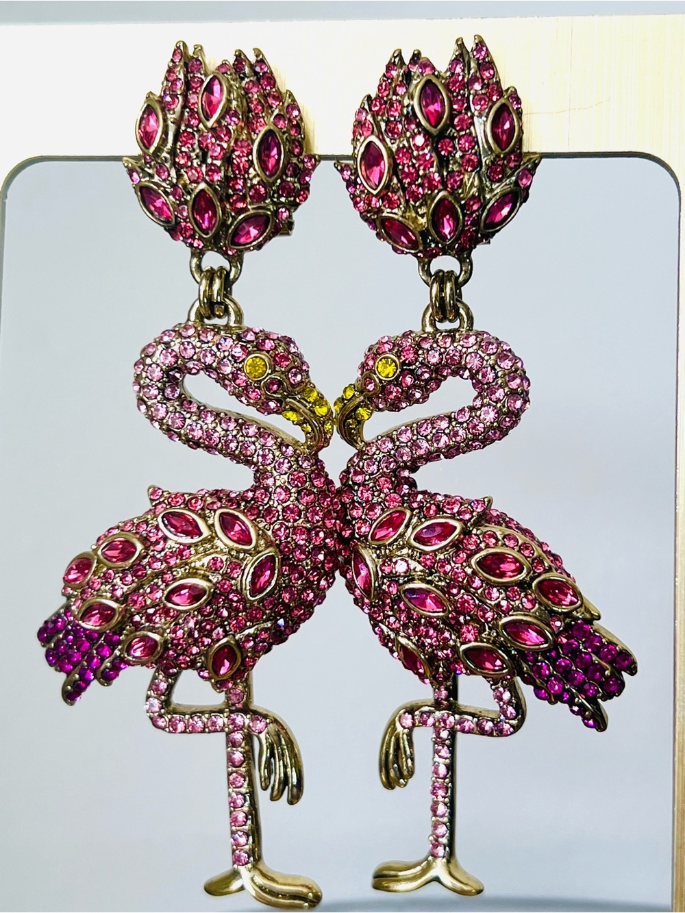 Heidi Daus OMEGA 🆕 “Flamingo 🦩 Flamboyance” HUGE crystals earrings